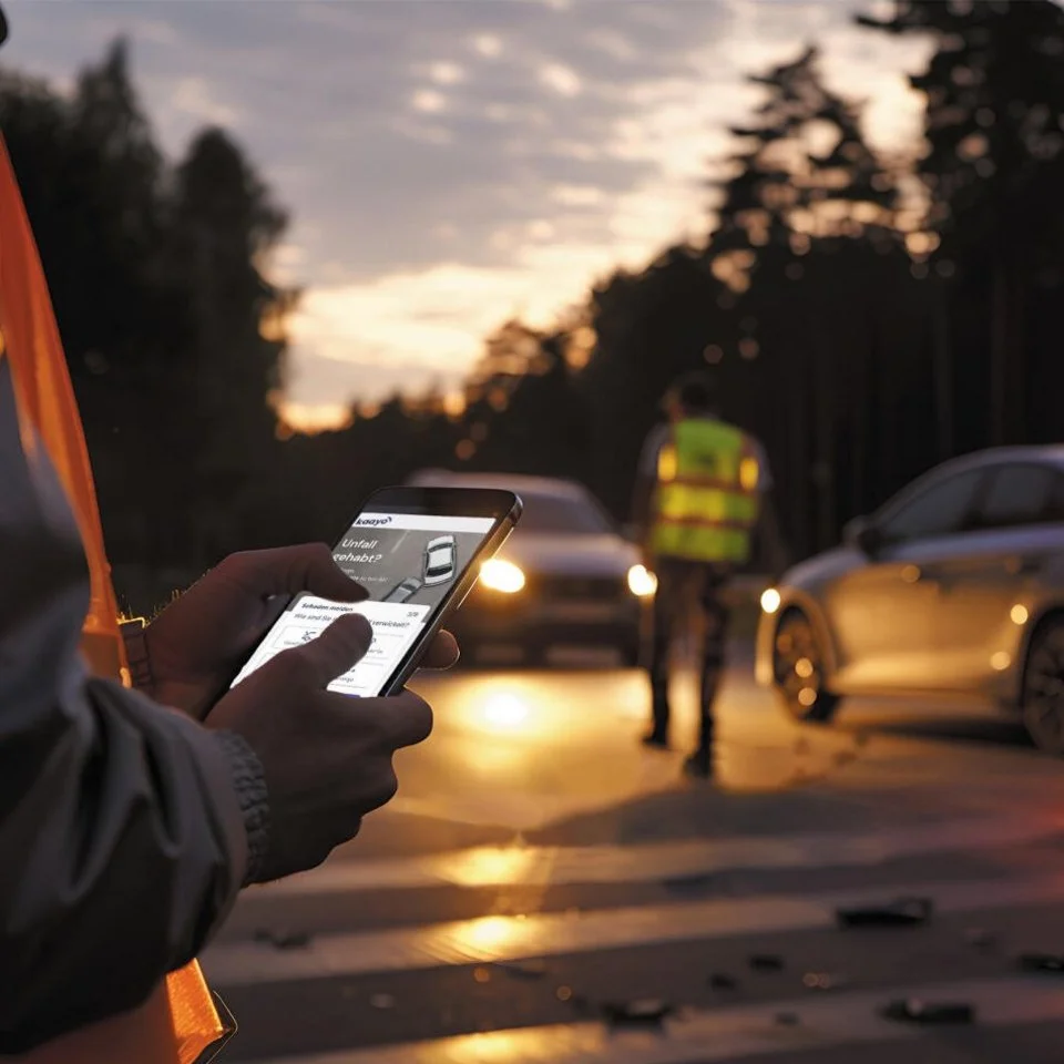 Polizeiliche Unfallaufnahme nach einem Verkehrsunfall